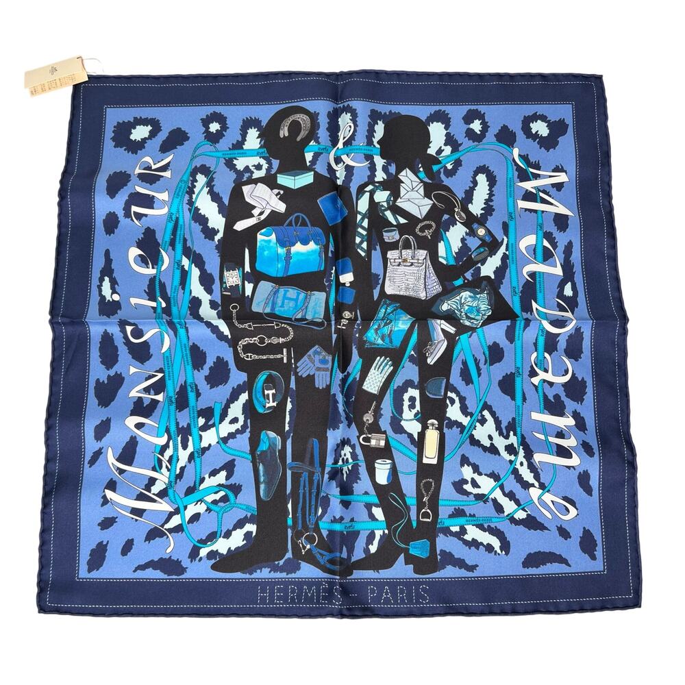 Hermes Monsieur & Madame Silk Scarf NWT